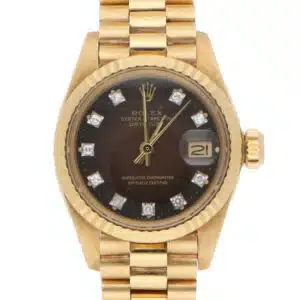 Vintage 1982 Rolex Lady Datejust Brown Dial Diamond Set Watch