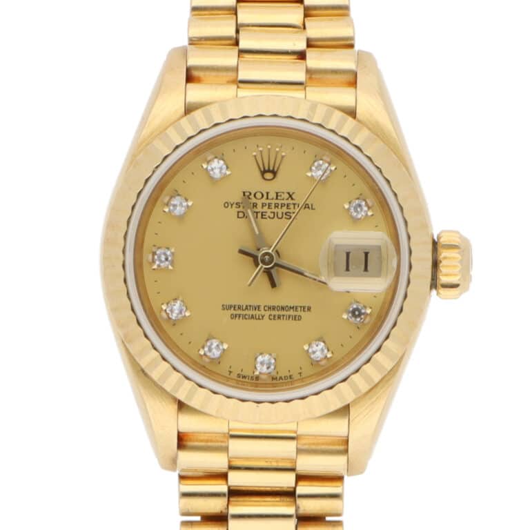 Vintage 1986 Rolex Lady Datejust Yellow Gold Diamond Set Watch
