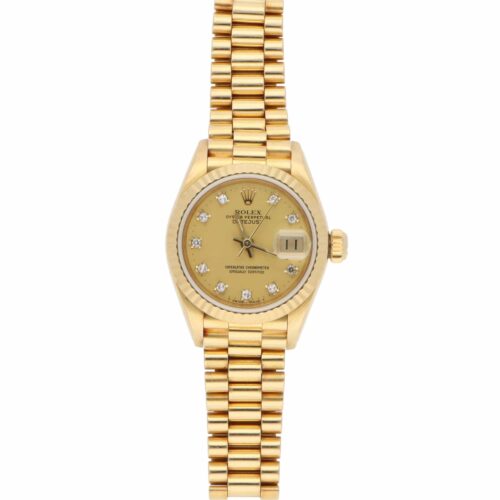 Vintage 1986 Rolex Lady Datejust Yellow Gold Diamond Set Watch