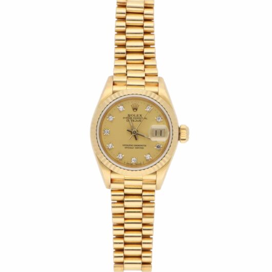 Vintage 1986 Rolex Lady Datejust Yellow Gold Diamond Set Watch