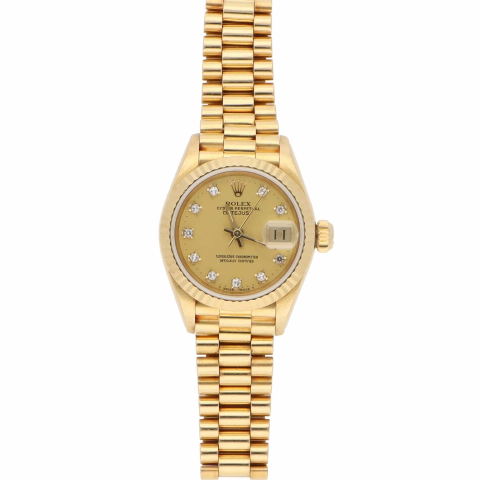 Vintage 1986 Rolex Lady Datejust Yellow Gold Diamond Set Watch