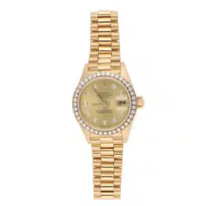 Vintage 1995 Rolex Lady Datejust Gold Diamond Set Watch