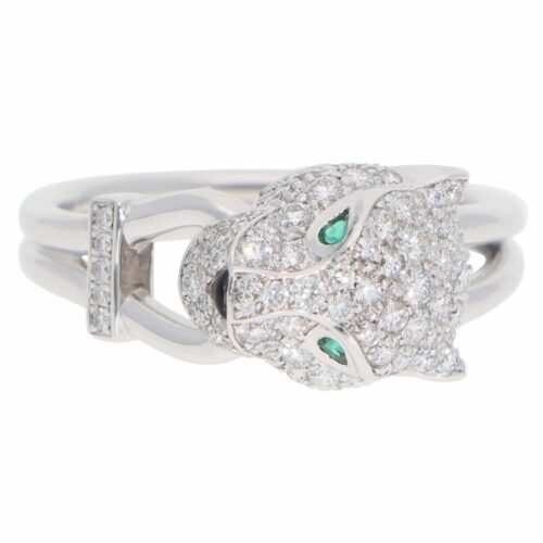 Vintage Panthère de Cartier Diamond Ring in White Gold