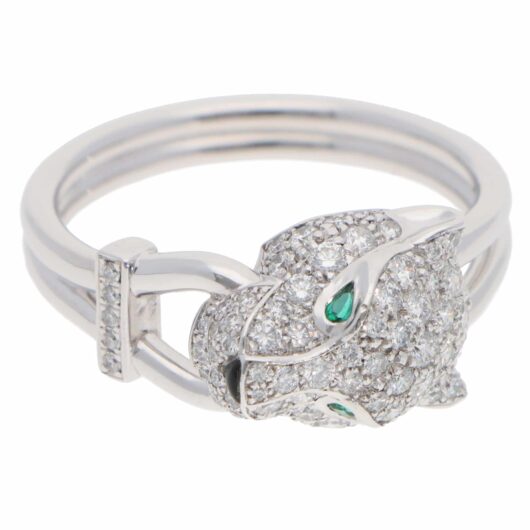 Vintage Panthère de Cartier Diamond Ring in White Gold
