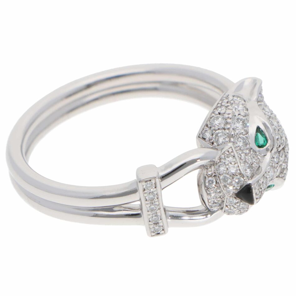 Vintage Panthère de Cartier Diamond Ring in White Gold