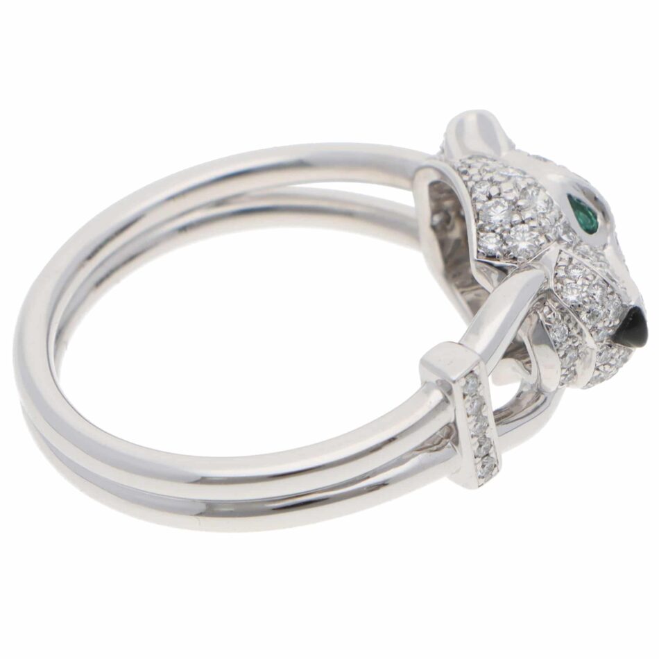 Vintage Panthère de Cartier Diamond Ring in White Gold