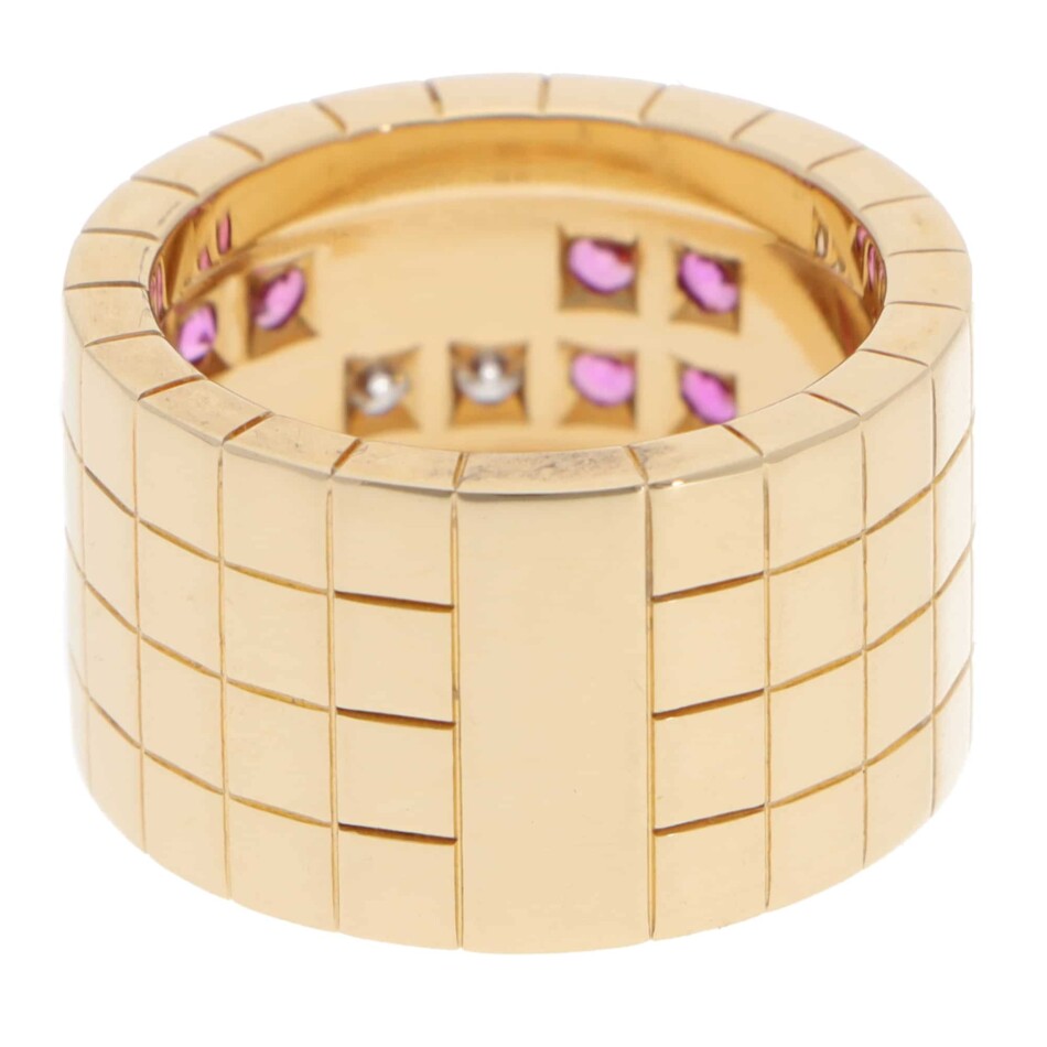 Vintage 1990s Cartier Lanières Pink Sapphire and Diamond Ring