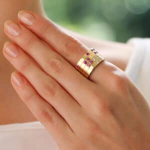 Vintage Cartier Lanières Pink Sapphire and Diamond Ring