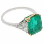 Vintage Colombian Emerald and Diamond Three-Stone Ring