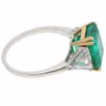 Vintage Colombian Emerald and Diamond Three-Stone Ring