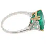 Vintage Colombian Emerald and Diamond Three-Stone Ring