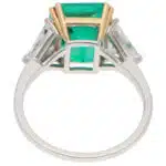 Vintage Colombian Emerald and Diamond Three-Stone Ring