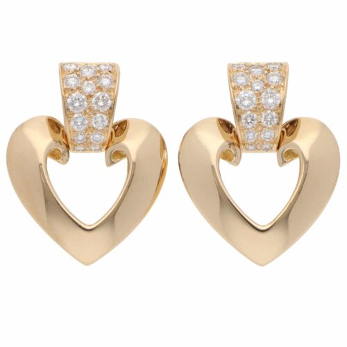 Vintage 1990s Christian Dior Diamond Earrings in Yellow Gold