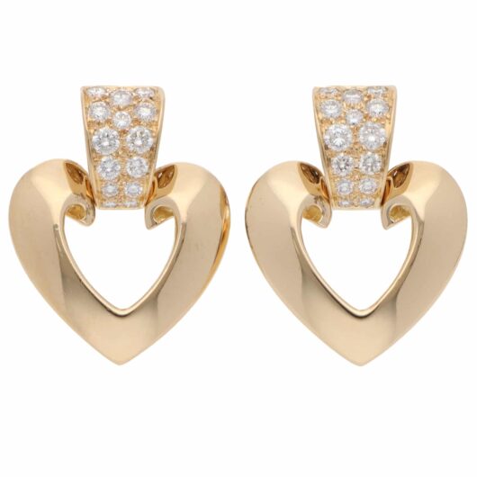 Vintage 1990s Christian Dior Diamond Earrings in Yellow Gold