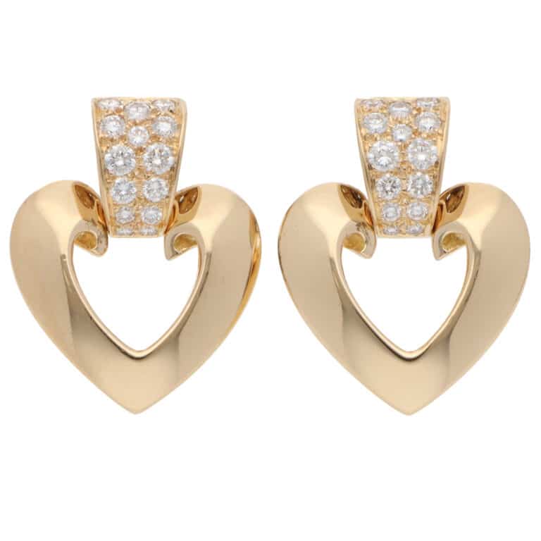 Vintage 1990s Christian Dior Diamond Earrings in Yellow Gold