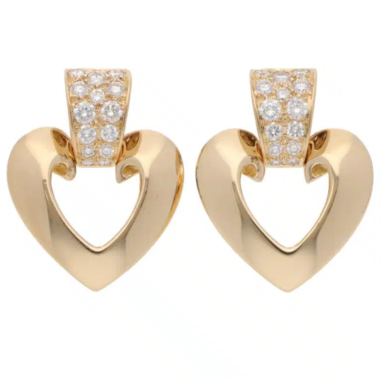 Vintage 1990s Christian Dior Diamond Earrings in Yellow Gold