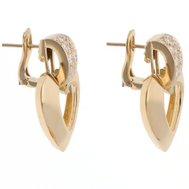 Vintage 1990s Christian Dior Diamond Earrings in Yellow Gold