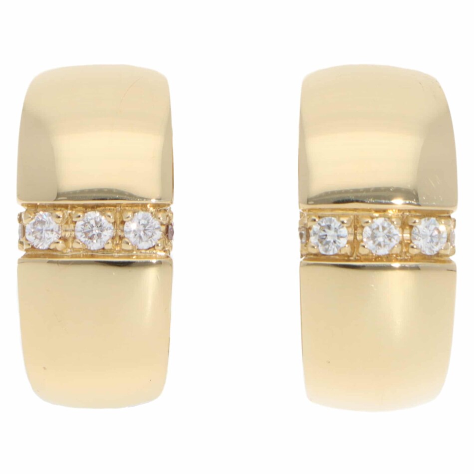 Vintage Mauboussin Paris Diamond Hoop Earrings in Yellow Gold