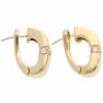 Vintage Mauboussin Paris Diamond Hoop Earrings in Yellow Gold