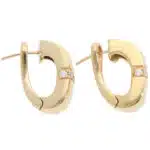 Vintage Mauboussin Paris Diamond Hoop Earrings in Yellow Gold