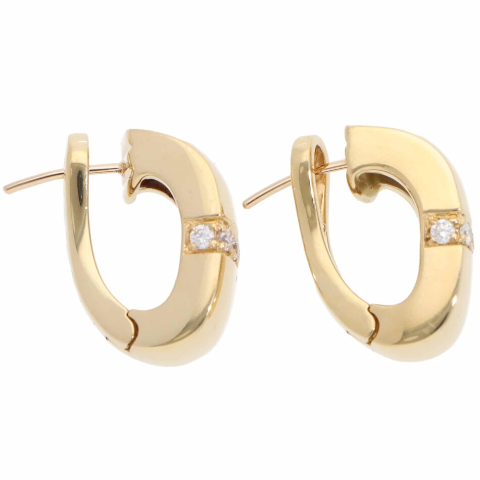 Vintage Mauboussin Paris Diamond Hoop Earrings in Yellow Gold