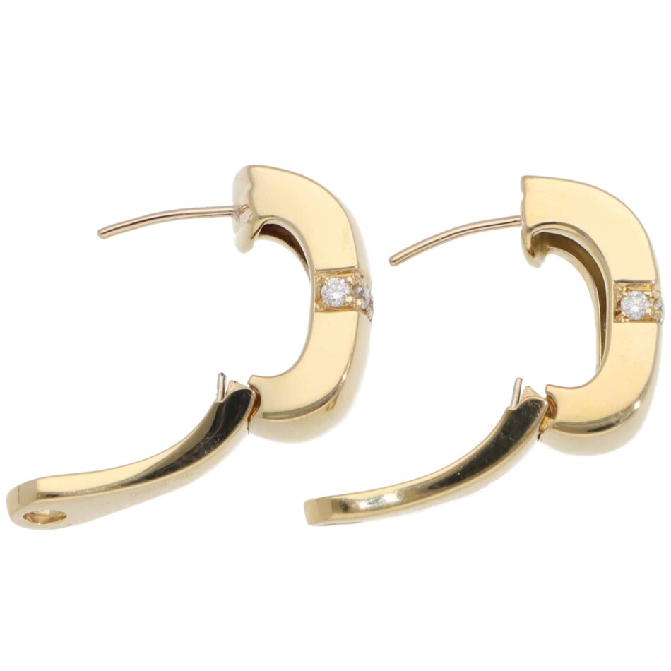 Vintage Mauboussin Paris Diamond Hoop Earrings in Yellow Gold