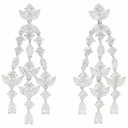 Vintage Assil Diamond Drop Earrings in White Gold