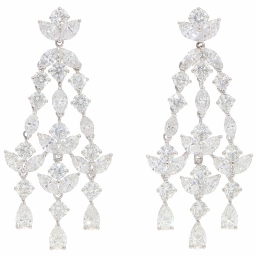 Vintage Assil Diamond Drop Earrings in White Gold