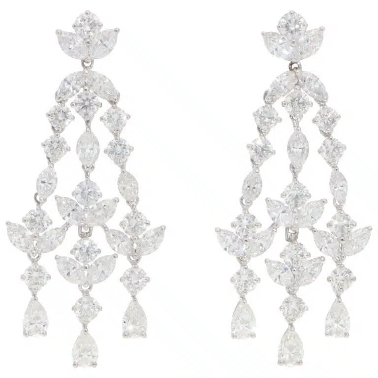 Vintage Assil Diamond Drop Earrings in White Gold