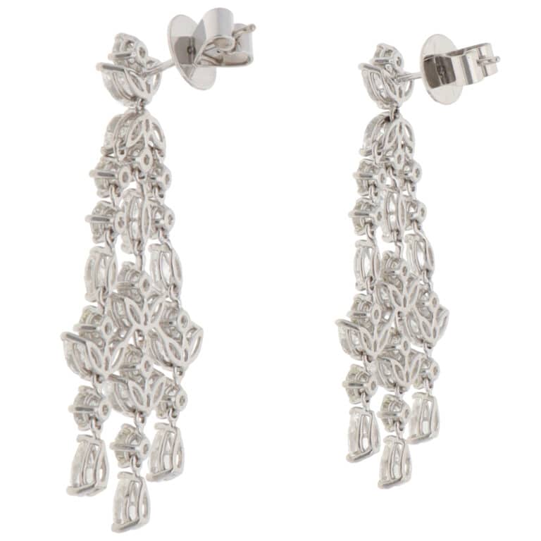 Vintage Assil Diamond Drop Earrings in White Gold
