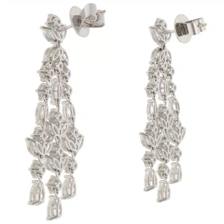Vintage Assil Diamond Drop Earrings in White Gold