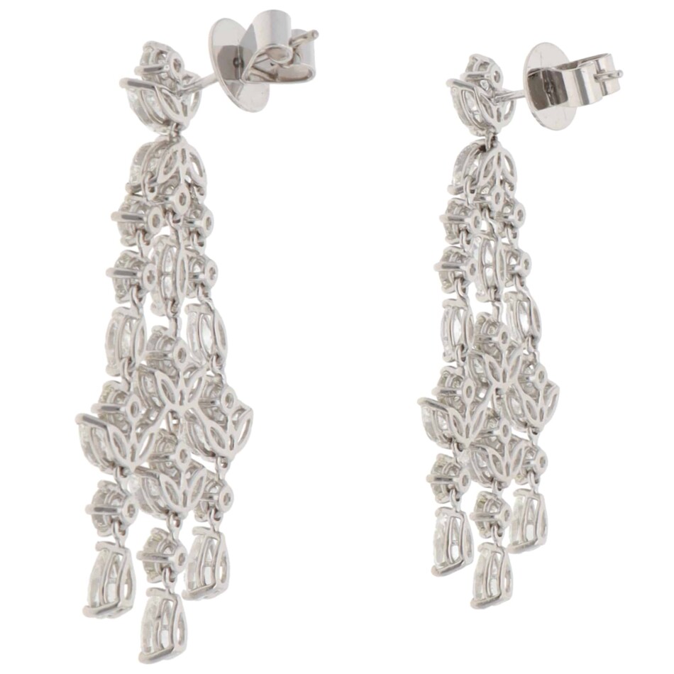 Vintage Assil Diamond Drop Earrings in White Gold