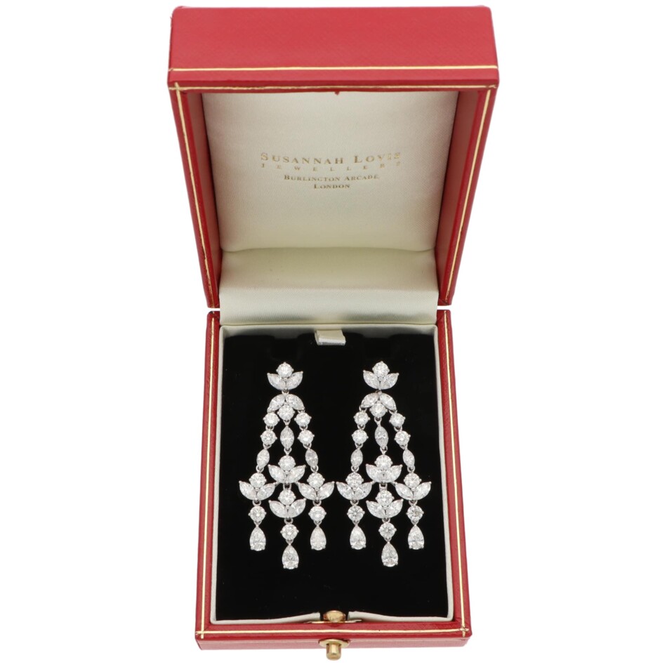Vintage Assil Diamond Drop Earrings in White Gold