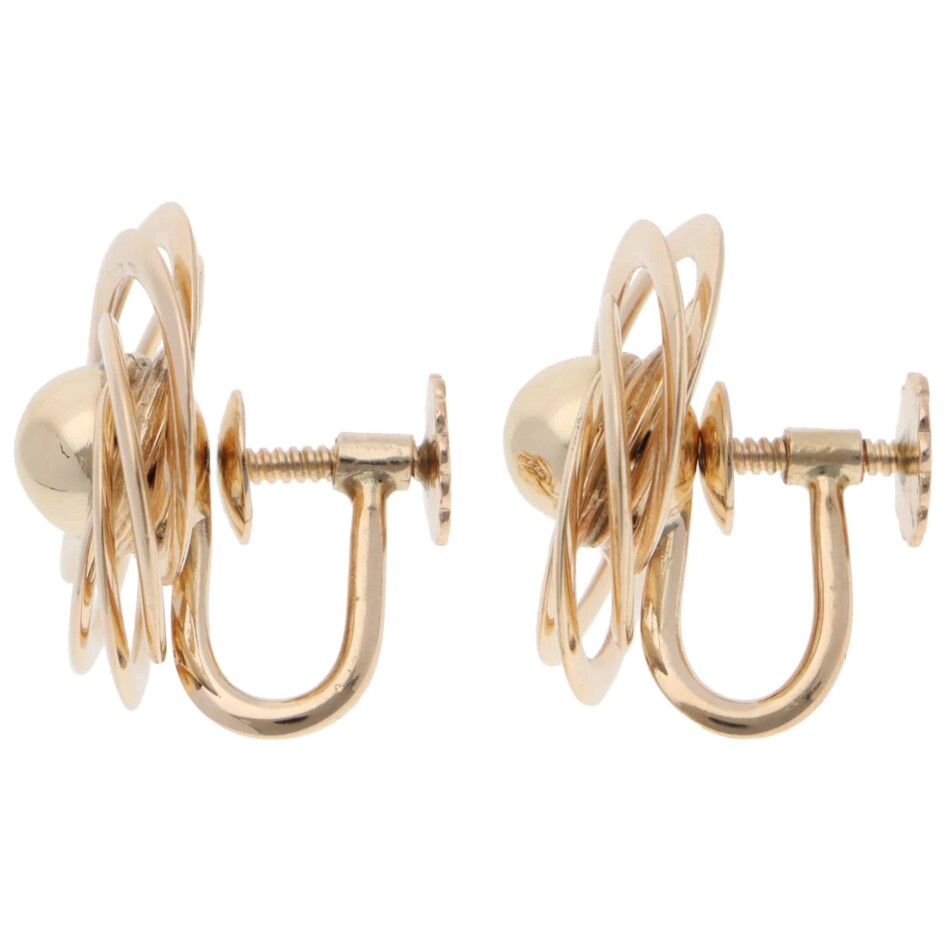 Vintage Tiffany & Co. Floral Clip Earrings in Yellow Gold