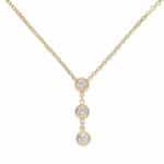 Contemporary Diamond Drop Pendant Necklace in Yellow Gold