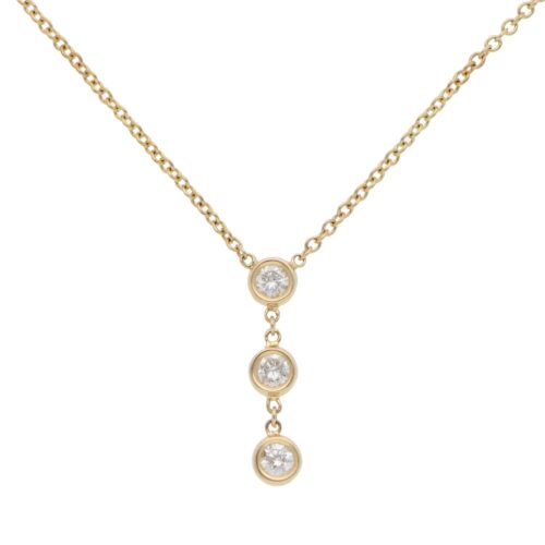 Contemporary Diamond Drop Pendant Necklace in Yellow Gold
