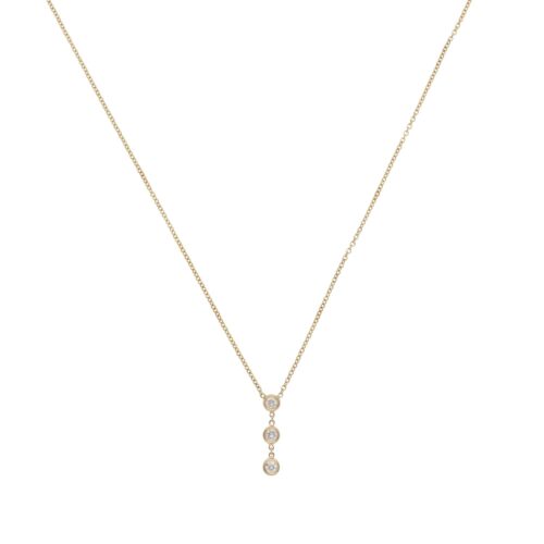 Contemporary Diamond Drop Pendant Necklace in Yellow Gold