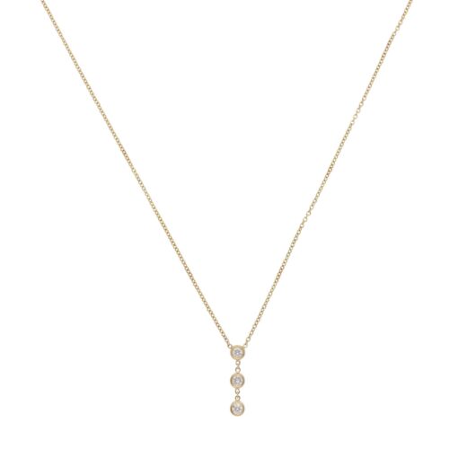 Contemporary Diamond Drop Pendant Necklace in Yellow Gold