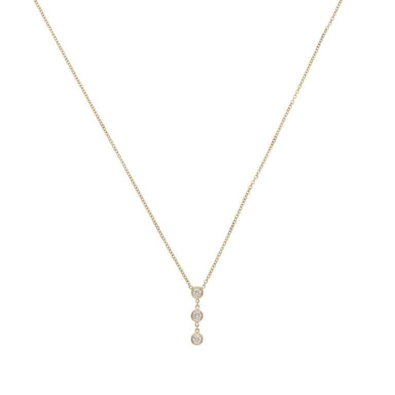 Contemporary Diamond Drop Pendant Necklace in Yellow Gold