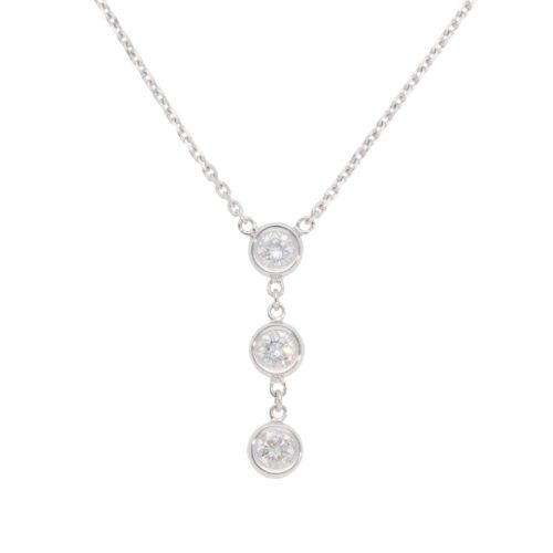 Contemporary Diamond Drop Pendant Necklace in White Gold