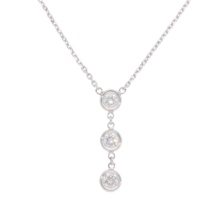 Contemporary Diamond Drop Pendant Necklace in White Gold