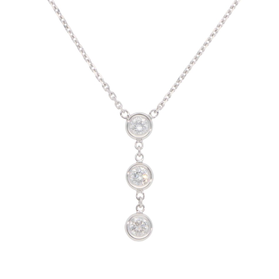 Contemporary Diamond Drop Pendant Necklace in White Gold