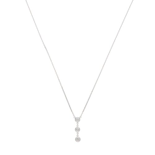 Contemporary Diamond Drop Pendant Necklace in White Gold