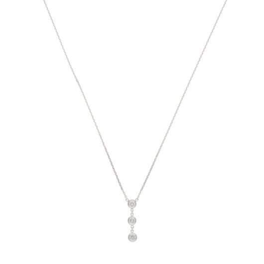 Contemporary Diamond Drop Pendant Necklace in White Gold