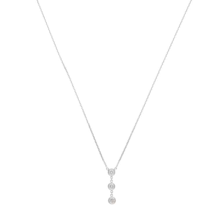 Contemporary Diamond Drop Pendant Necklace in White Gold