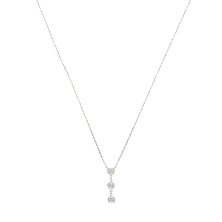 Contemporary Diamond Drop Pendant Necklace in White Gold