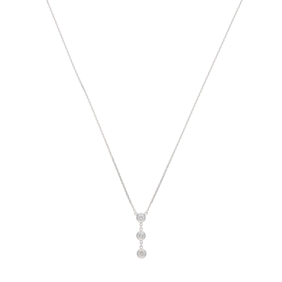 Contemporary Diamond Drop Pendant Necklace in White Gold