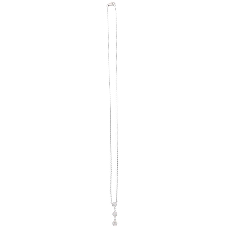 Contemporary Diamond Drop Pendant Necklace in White Gold
