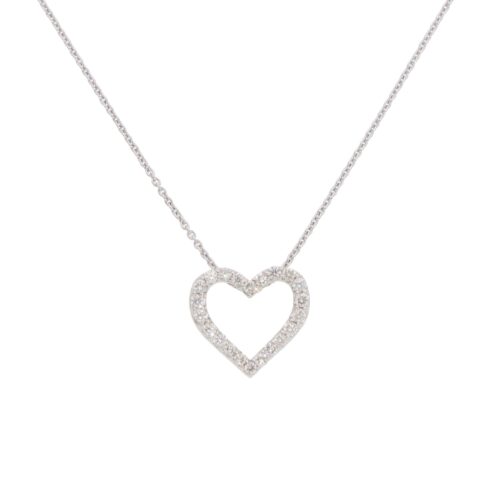 Contemporary Diamond Heart Pendant Necklace in Platinum