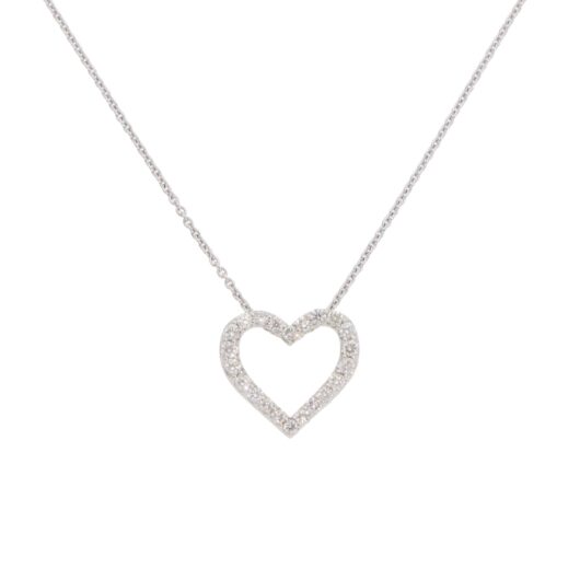 Contemporary Diamond Heart Pendant Necklace in Platinum